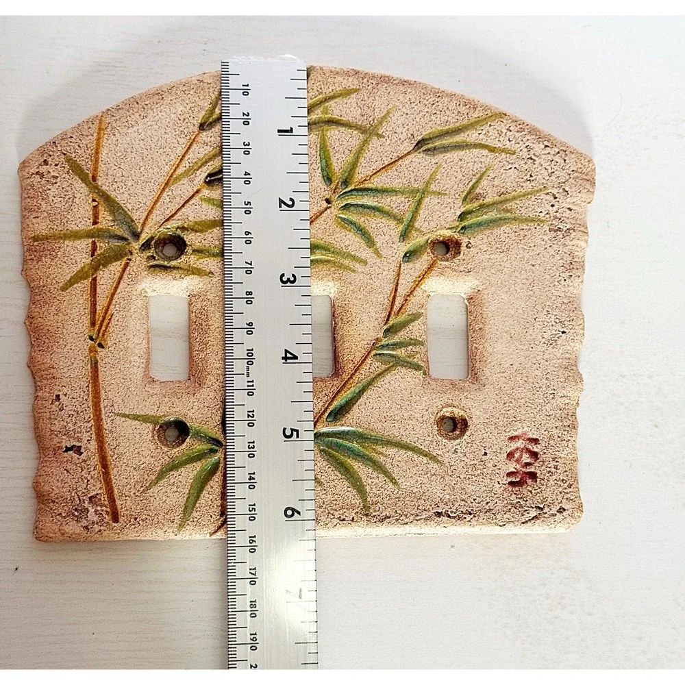 Vintage Ceramic Bamboo Light switch Covers. Set Of 2. 7